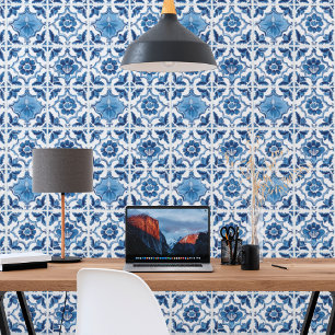 Papel Pintado Blue White Littleflorey Delft Tile