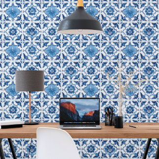 Papel Pintado Blue White Littleflorey Delft Tile