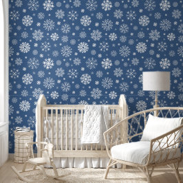 Papel Pintado Blue & White Snowflake pattern for Your Kid Room
