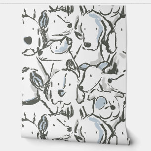 Papel Pintado Bocetos de perro desordenados - Boceto de animal -
