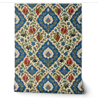 Papel Pintado Bodegón de granada y aceituna otomano de Iznik