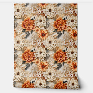 Papel Pintado Boho 3d otoño flores silvestres otoño terracota ox