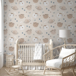 Papel Pintado Boho Beige Planetas Durmientes Sin Costuras