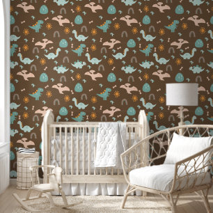 Papel Pintado Boho Dinosaurios Adventure Brown Nursery
