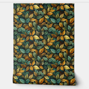 Papel Pintado Boho Elegant otoño hojas verde naranja amarillo