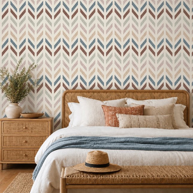 Papel Pintado Boho Espina de Pescado  (Boho Herringbone Wallpaper 
)