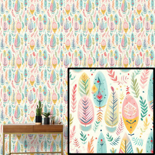 Papel Pintado Boho Feathers deja colores pasteles