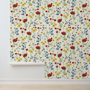 Papel Pintado Boho moderno vintage Wildflowers Marfil White