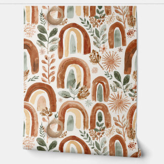 Papel pintado boho, papel pintado boho con patrón