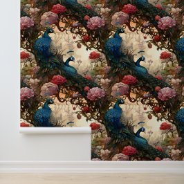 Papel Pintado Boho Peacock victoriano elegante de gran escala