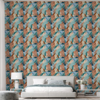Papel Pintado Boho plumas azules