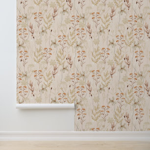 Papel Pintado Boho Rústico Meadow Flores Naturaleza Botánica Flo