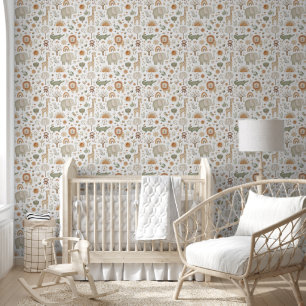 Papel Pintado Boho Safari Animal Baby Kids Room Nursery