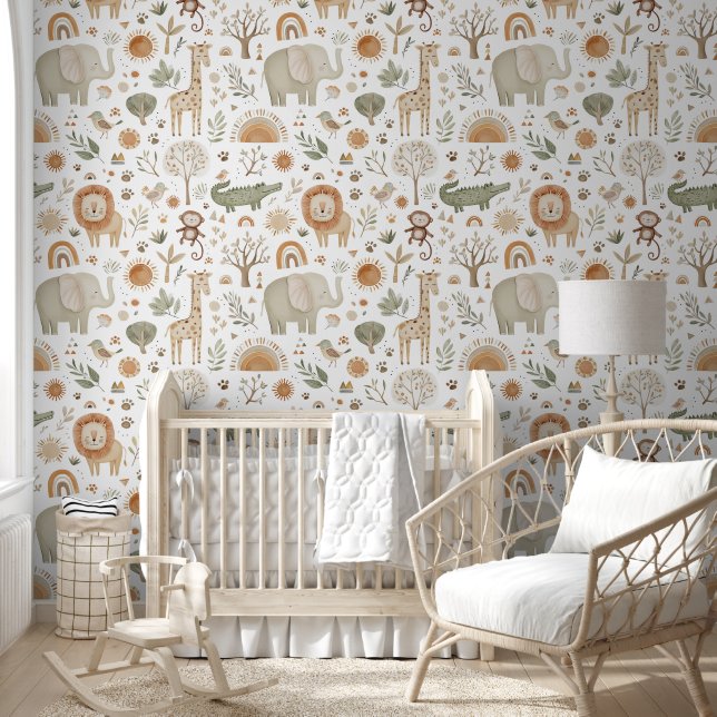 Papel Pintado Boho Safari Animal Baby Kids Room Nursery (Niños)