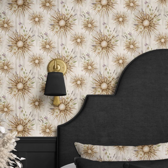Papel Pintado Boho Sunburst y Lavender Beige Floral (Subido por el creador)