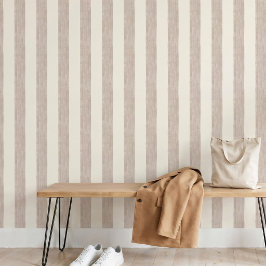 Papel Pintado Boho Taupe Beige Raya Neutral Cálida Escandinava