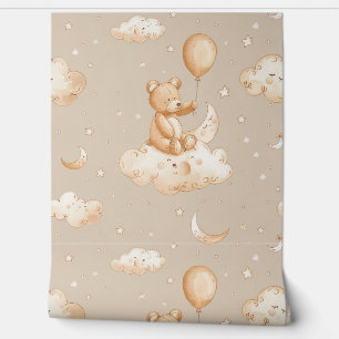 Papel Pintado Boho Teddy Patrón Oso Habitación de Nursera para B