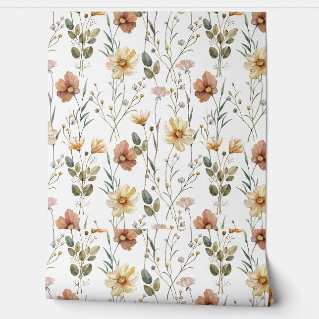 Papel Pintado Boho Watercolor Wildflower (Desenrollar)