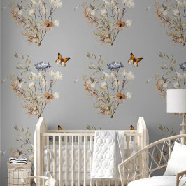Papel Pintado Boho Wildflower Butterfly Floral