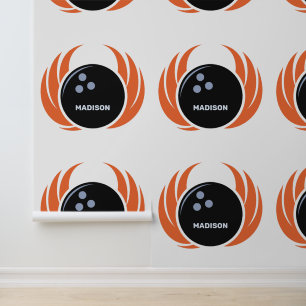 Papel Pintado Bola de bolos con nombre personalizado con llama