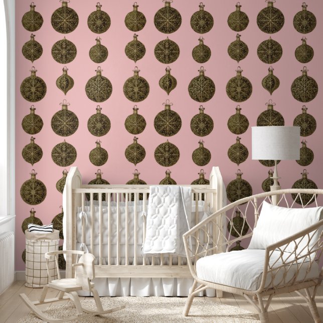 Papel Pintado Bolas de Navidades dorados (Niños)