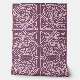 Papel Pintado Bold Lines - Symmetrical Tile - Mauve and Beige