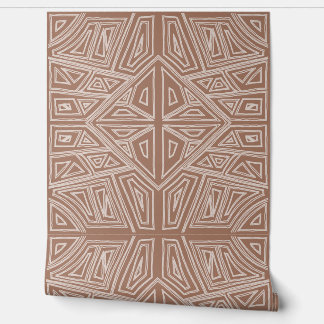 Papel Pintado Bold Lines - Symmetrical Tile - Mocha and Beige