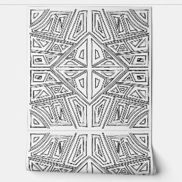 Papel Pintado Bold Lines - Symmetrical Tile - White And Black 