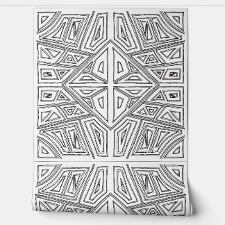 Papel Pintado Bold Lines - Symmetrical Tile - White And Black 