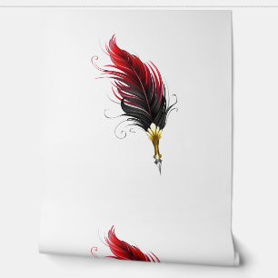 Papel Pintado Bolígrafo pluma roja con plumilla dorada