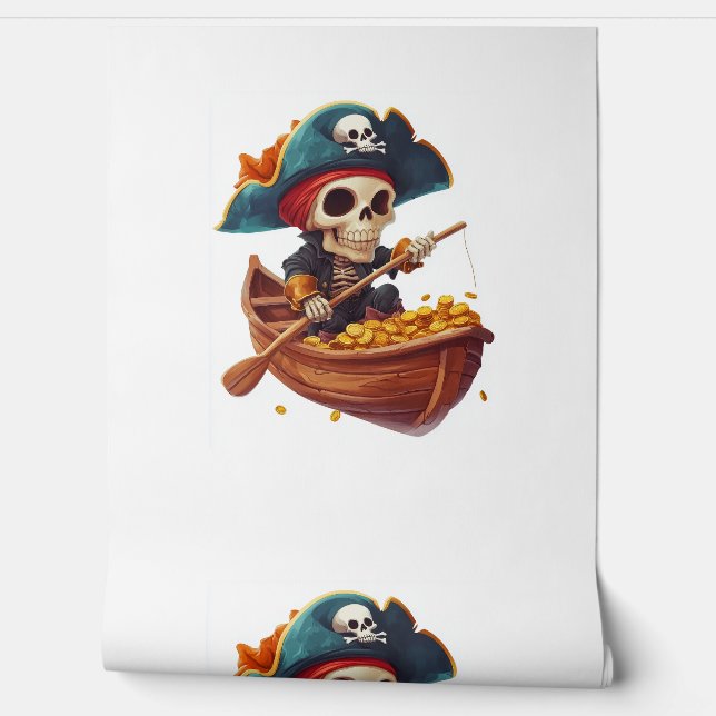 Papel Pintado Bone Buccaneer - Funny Pirate Skull (Desenrollar)