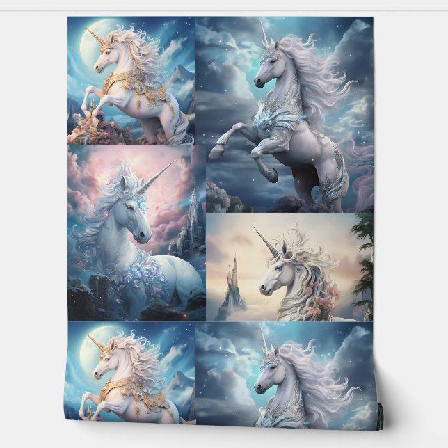 Papel Pintado Bonita unicornio (Desenrollar)