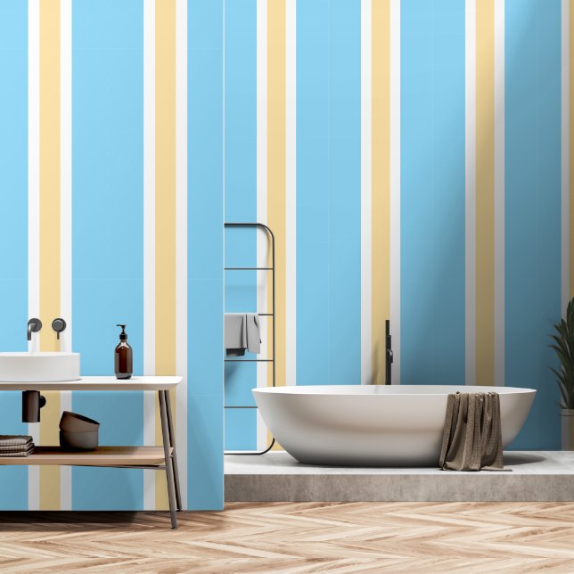 Papel Pintado Bonito de Moda deportiva Azure Blue Beige White St (Baño)