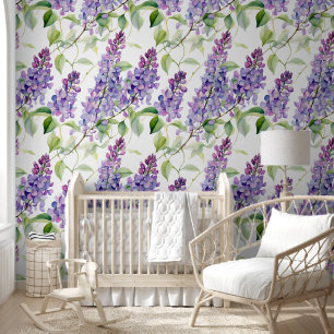 Papel Pintado Bonito Purple Lavender Watercolor Style AI Floral
