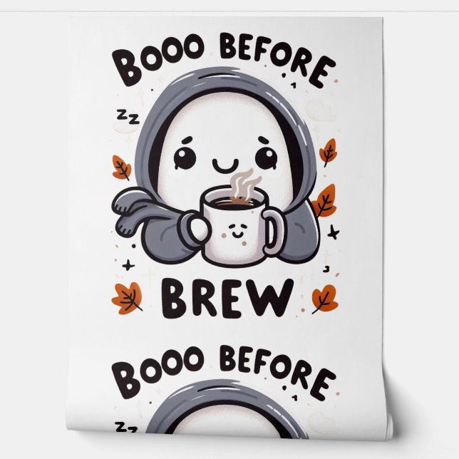Papel Pintado Boo Before Brew Ghost Cute Spooky Coffee Wall Art (Desenrollar)