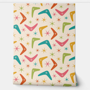 Papel Pintado Boomerang de mediados de siglo con explosiones de