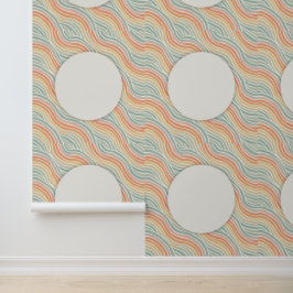 Papel Pintado Borde de Círculo Geométrico Moderno de Olas Pastel