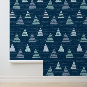 Papel Pintado Bosque de abeto de invierno con cuentas