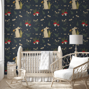 Papel Pintado Bosque de hongos botánicos de Cottagecore Woodland