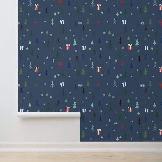 Papel Pintado Bosque de nieve de Navidades acogedores (Solicitud)