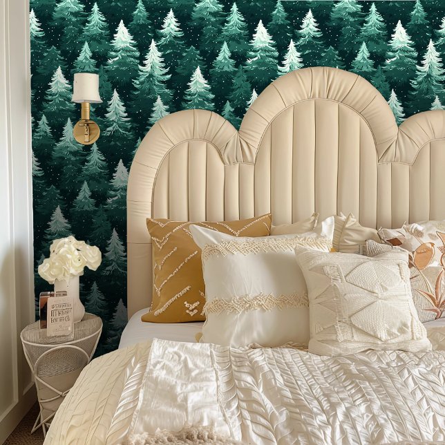 Papel Pintado Bosque de Pino Verde (Green Pine Forest Wallpaper)