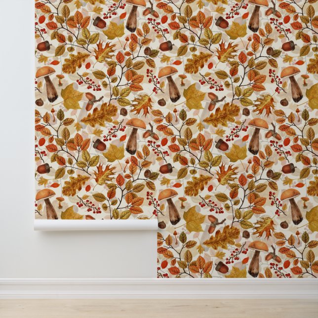 Papel Pintado Bosque otoñal en blanco roto (Solicitud)