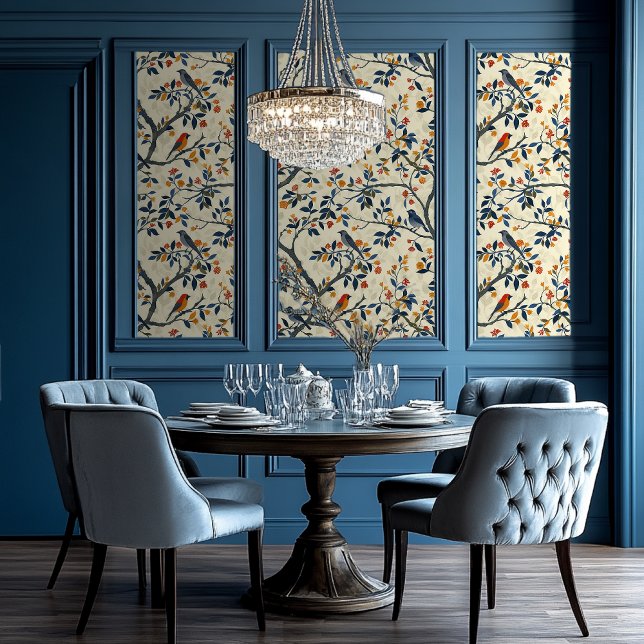 Papel Pintado Bosque pintado con aves estilo Chinoiserie (Subido por el creador)