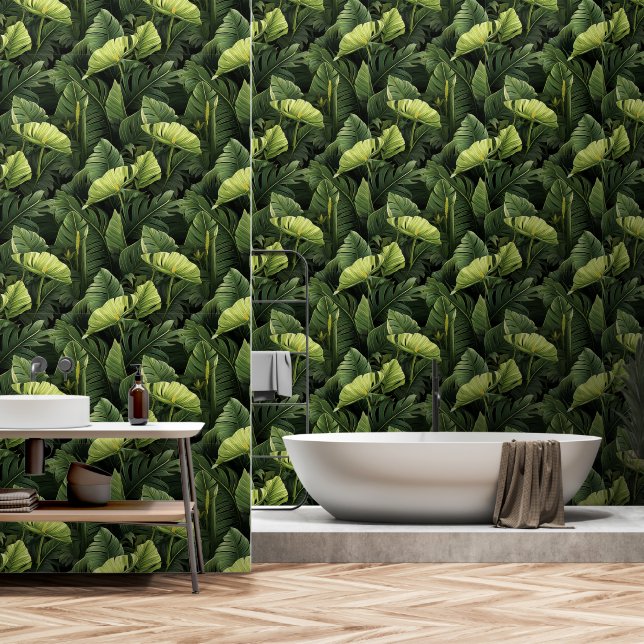 Papel Pintado Bosque tropical verde exuberante (Baño)
