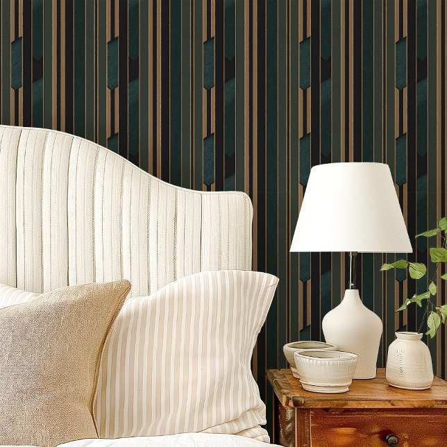 Papel Pintado Bosque Verde y Dorado Geométrico Art Déco (Subido por el creador)