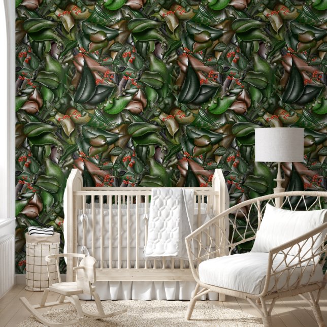 Papel Pintado Bosques de bosque vegetación y patrón floral (Niños)