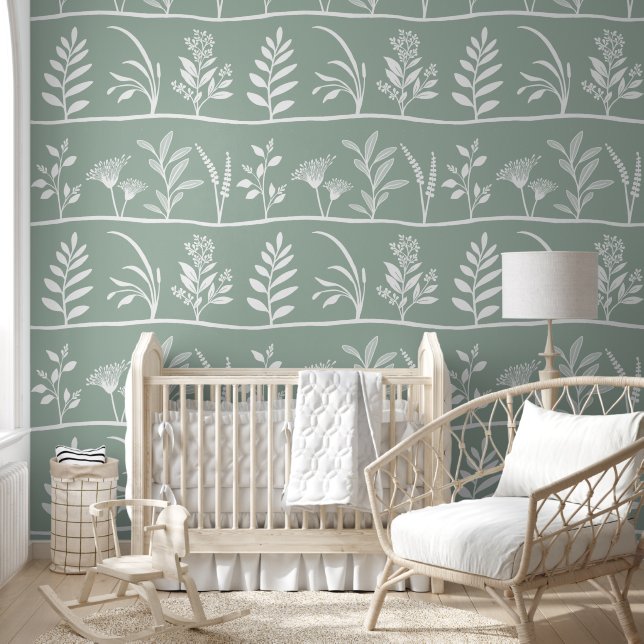 Papel Pintado Botanic Serenade Soft Sage Minimalist Silhouettes (Niños)