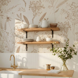 Papel Pintado Botánica de Flor Seca Beige