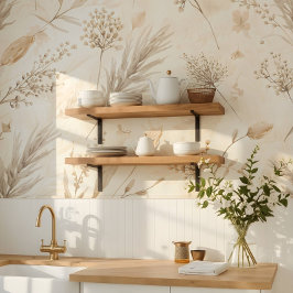 Papel Pintado Botánica de Flor Seca Beige