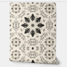 Papel pintado botánico blanco y negro - Baldosa ac